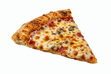 Pepperoni and Mushroom Pizza Slice with Melting Cheese