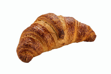 Freshly Baked Golden French Croissant Isolated on White