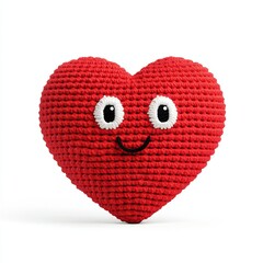 Crocheted Heart Valentine Character Clipart On White Background