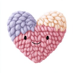 Crocheted Heart Valentine Character Clipart On White Background