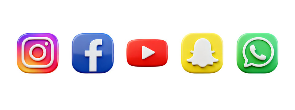a collection of social media icons including instagram facebook youtube snapchat and whatsapp on transparent background high quality professional detailed modern
