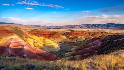 Scenic Overlook At Painted Hills Of John Day Fossil Beds National Monument At Sunset