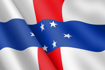 Netherlands Antilles waving flag 3d illustration