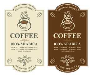 Obraz premium collection of coffee labels isolated on white backgraund