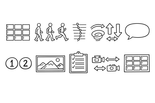 Task management linear icon set for productivity, checklist, and planning tools