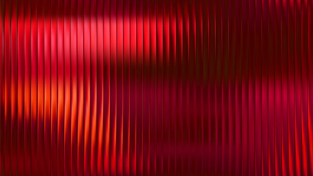 Red background texture for ribbed glass gradient and effect pattern abstract. 3d line for light window and premium corrugated metal. Red wave frosted for ribbed reed background.