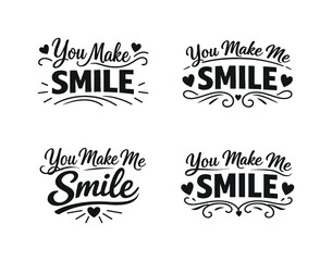 Obraz premium Love quotes flat icon set. featuring you make me smile, hearts, and swirls designs