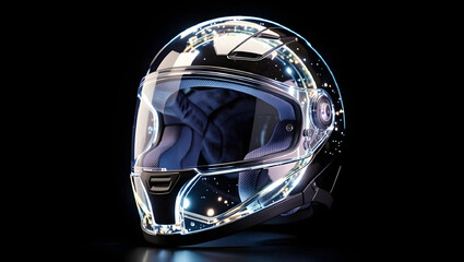 A reflective helmet filled with liquid light