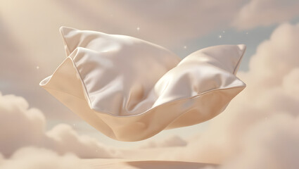 A silk pillow unfolding mid air dreamlike softness