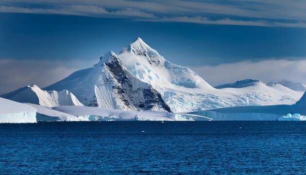 Mount Vinson Towering Majestically Against Backdrop Of Icy Peaks Under Ultrabright Sky