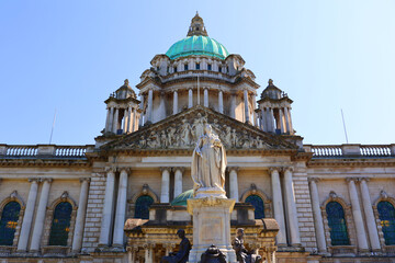Fototapeta premium BELFAST NORTHERN IRELAND UNITED KINGDOM, Belfast City Hall was commissioned to replace the Old Town Hall. The catalyst for change came when Belfast was awarded city status by Queen Victoria
