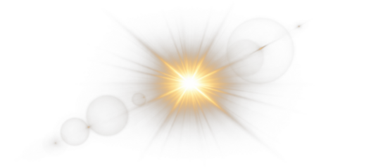 Golden explosion burst with glowing rays, abstract energy blast flare and smoke cloud effect on transparent background.