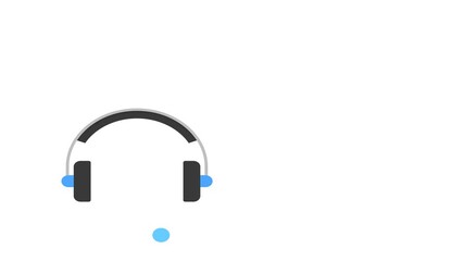 Headset Flat Animation Cartoon Icon. 4K Video Transparent Alpha Channel. Editable Animated Icon Transparent Background.