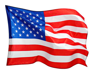 Fototapeta premium A vibrant, waving depiction of the American flag, showcasing stars and stripes against a black background