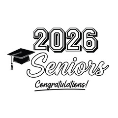 Fototapeta premium Class of 2026 Senior Graduation Celebration Graphic with Cap and Tassel Design