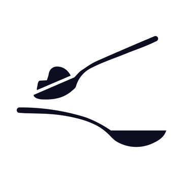 Minimalist vector illustration of a spoon in outline and filled styles, perfect for kitchen or food-related designs