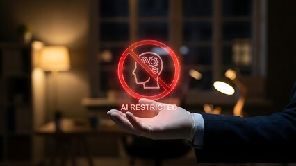 Hand holding AI brain technology concept.
