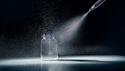 Spraying Fine Particles On Glass Surface Creating Texture