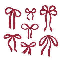 monochrome  set of isolated red bows  