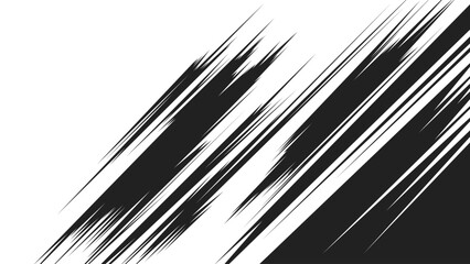 Naklejka premium Abstract dynamic diagonal speed lines background. Black motion streaks isolated on white. Manga style movement effect texture for action scenes, posters, banners, comics and graphic design.