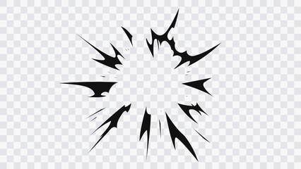 Comic style radial impact burst effect. Black manga speed lines explosion isolated on transparent background. Dynamic anime action element for fight scenes, sound effects, posters and graphic design. © Oleg