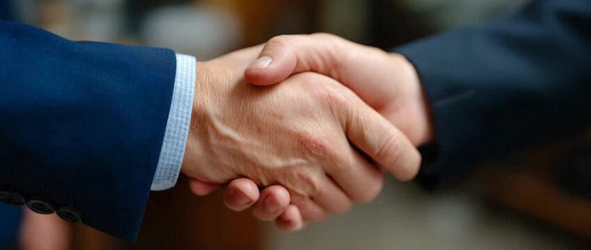 A handshake between two individuals symbolizes mutual agreement and trust.