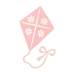 PNG Pink kite with floral design.