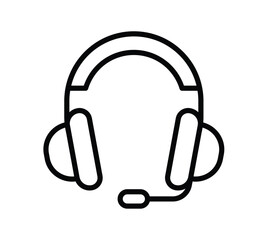 Simple Line Art Headset Icon for Communication and Audio Use