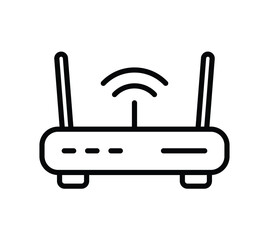 Minimalist Icon of a Modern Wireless Router with Signal Waves