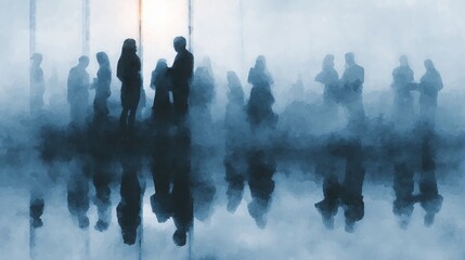 Strategic business growth session corporate office artistic watercolor scene blurred background professional environment corporate strategy concept