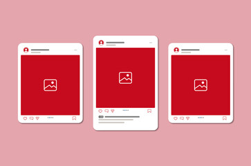 Social media carousel post template frame with like, comment, share, save, icons. social network post frame pattern background © Strike009