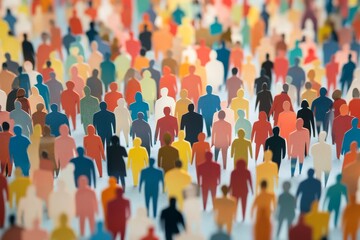 Obraz premium Cut out figures of diverse people standing together, representing community and teamwork in a creative arrangement