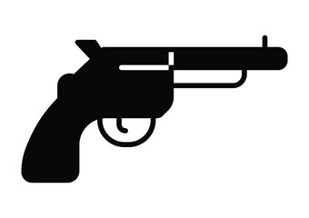 Black silhouette of a classic revolver pistol with simple design details
