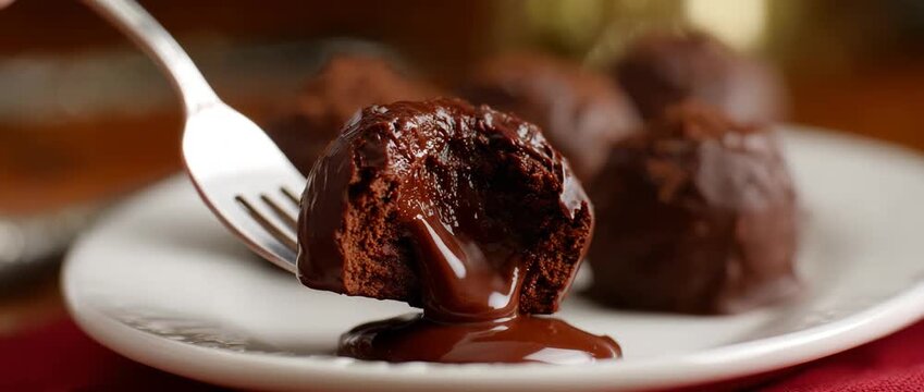 A rich chocolate treat beckons with gooey indulgence and delight.