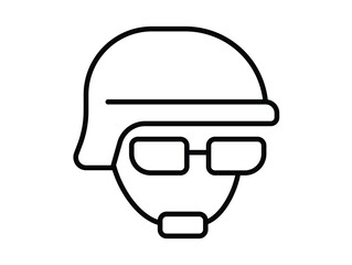 Stylish Military Icon Illustrating Soldier in Helmet with Glasses