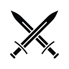 Crossed Swords Icon in Simple Black Design for Medieval Theme Use