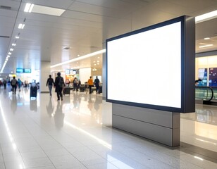 Large Blank Advertising Display in Modern Airport Terminal Environment