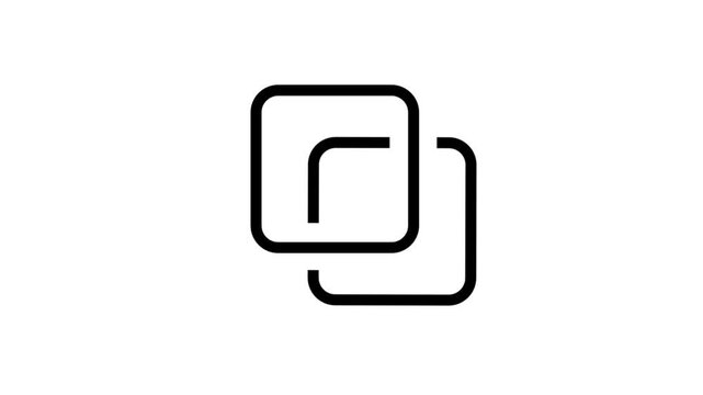 Layers or Copy icon motion. Minimalist square layer icon animation suitable for graphic design software interface or document duplication concepts.