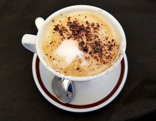 Cappuccino Coffee Cup with Cinnamon and Cocoa