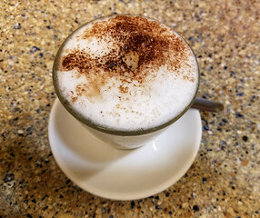 Cappuccino Coffee Cup with Cinnamon and Cocoa