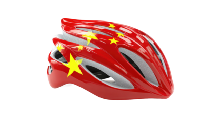 Bike Helmet China Flag Isolated