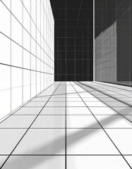 Obraz premium Abstract Minimalist Architecture White Tiled Building Perspective