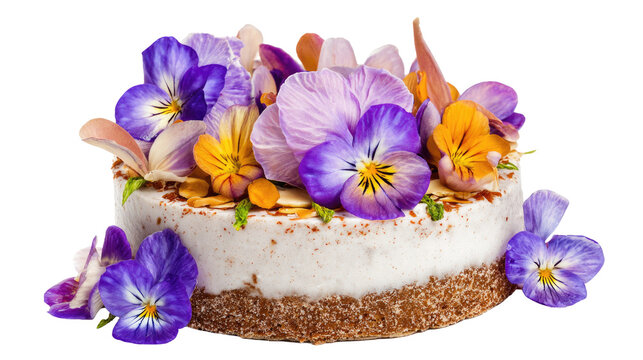Cake Decorated with Pansies