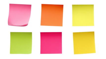 Colorful Sticky Notes on Transparent Background