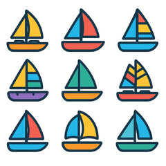 Colorful sailboat icons pattern on gradient background