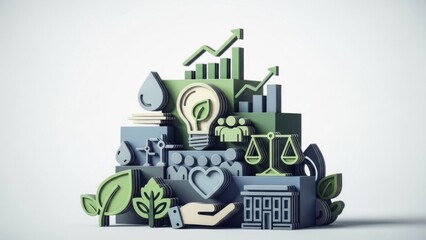 Obraz premium Sustainable Development and Environmental Protection Concept Illustration.