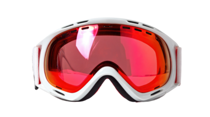 Ski Goggles with Red Lens Isolated