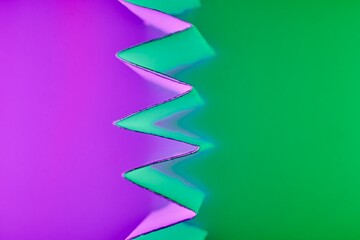 Minimalist background with geometric zigzag texture and vibrant lights.