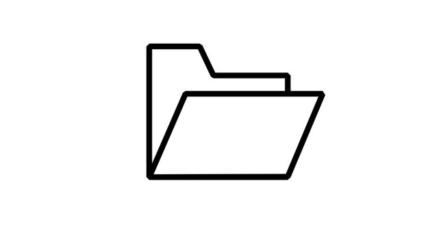 Folder Storage motion icon. Digital file folder opening animation for data organization, document storage, and computer database management concept.