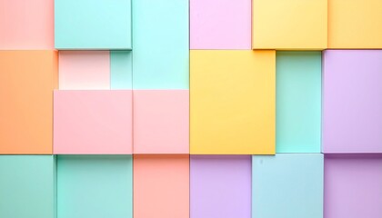 Pastel Colored Geometric Foam Cubes Background in an Abstract Arrangement